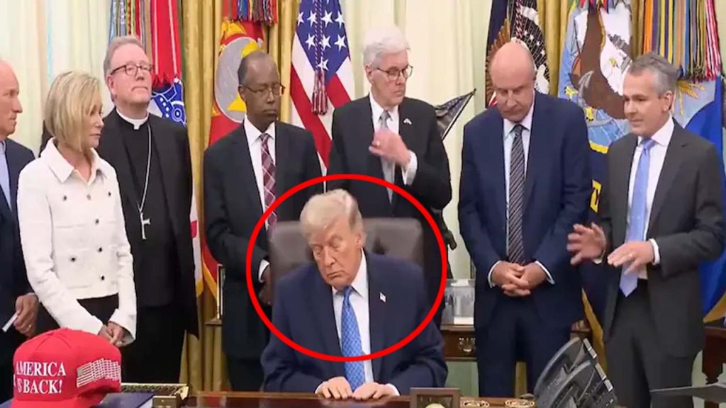 Donald Trump Viral Oval Office Video Did Trump Doze Off White House Responds