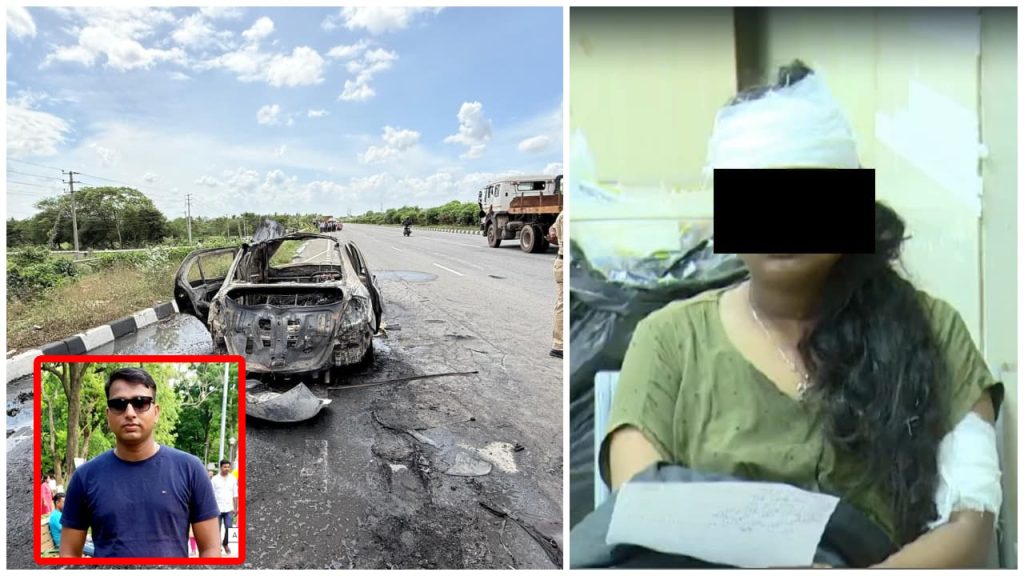 Karnataka Kidnap Car Explosion Ex Boyfriend Dies Tumakuru Highway