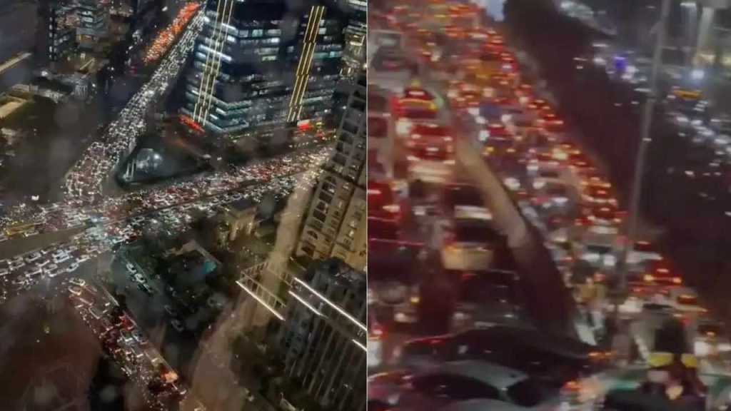 Hyderabad Rains Traffic Chaos In Hitech City