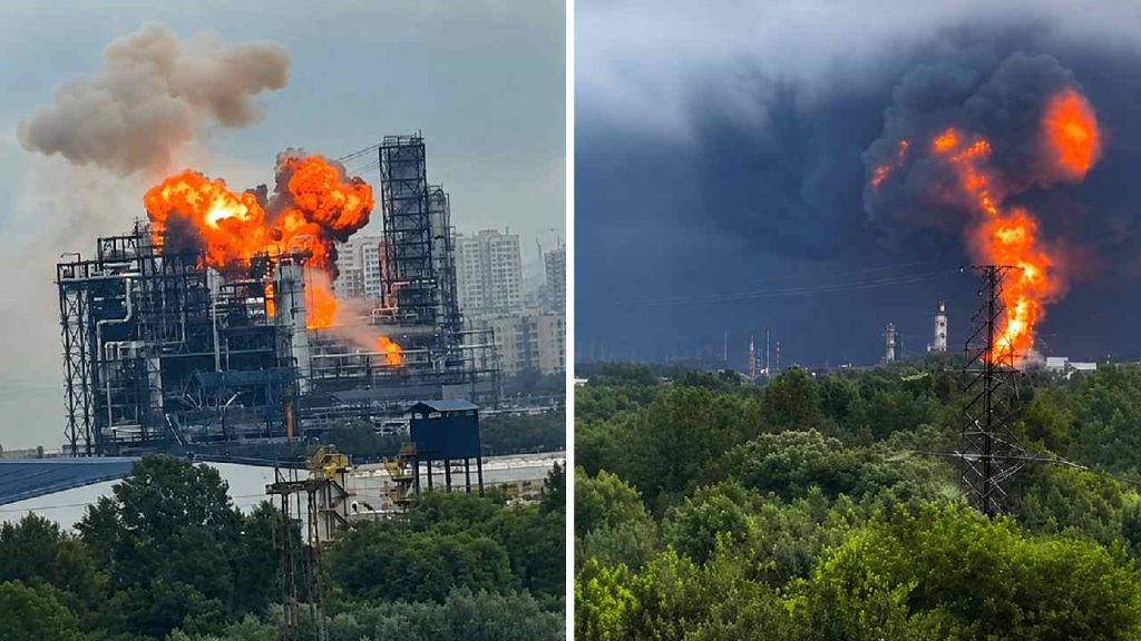 Ukraine Launches Massive Drone Attack On Moscow Oil Refinery Hit And Airports Closed