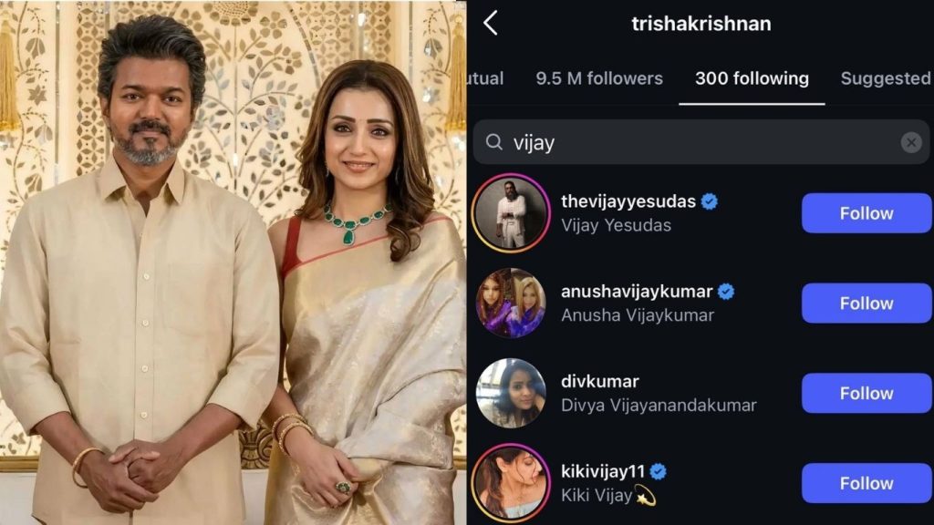 Trisha Unfollows Cm Vijay On Instagram Thalapathy Vijay And Trisha Breakup Rumors Viral