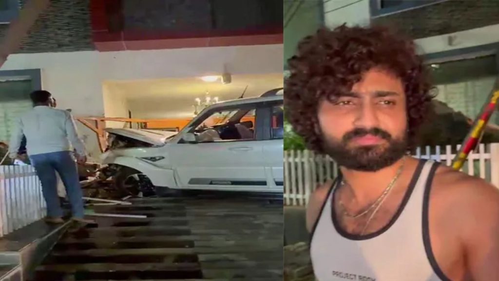 Car Crashes Into Tollywood Actor Dharma House In Hyderabad Youth Detained By Police