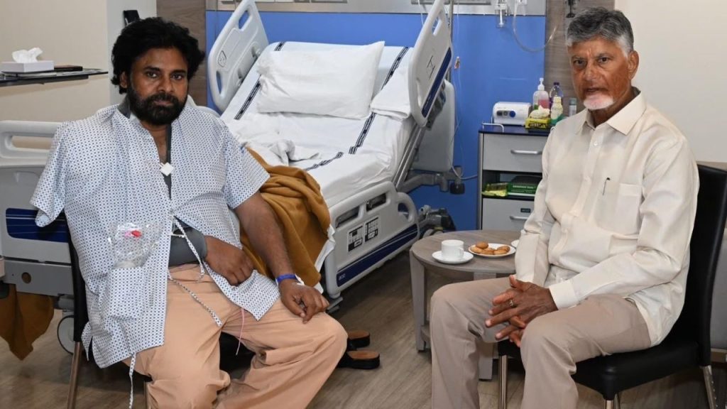 Ap Cm Chandrababu Naidu Visits Pawan Kalyan Mumbai After Shoulder Surgery