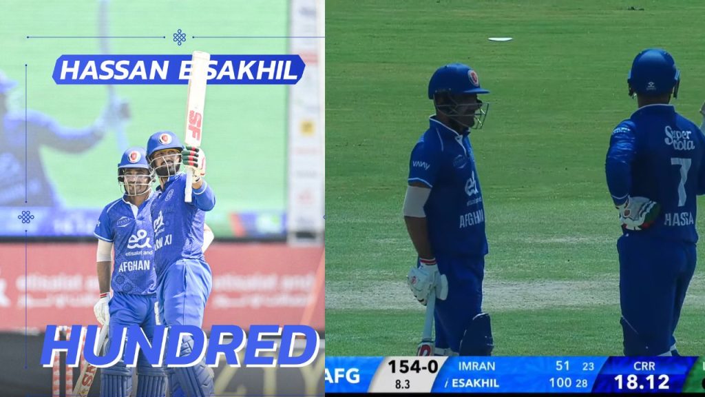Hassan Eisakhil Smashes 28 Ball Century Mohammad Nabis Son Blasts 120 In Unofficial T20