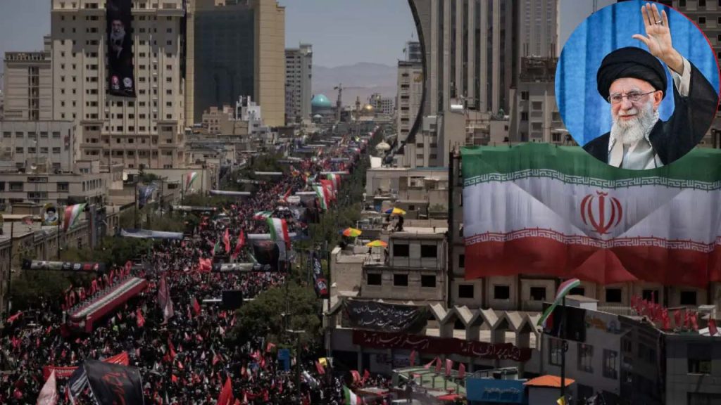 Khamenei Funeral Completed Mashhad Anti Trump Slogans Kill Trump Placards