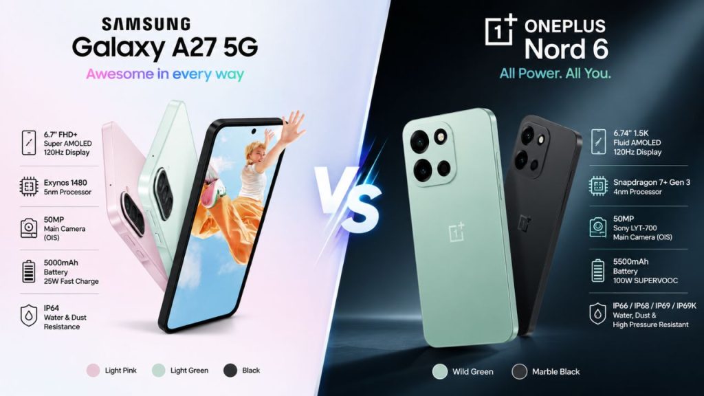 Samsung Galaxy A27 5g Vs Oneplus Nord 6 Comparison Specs Camera Battery Performance And Price