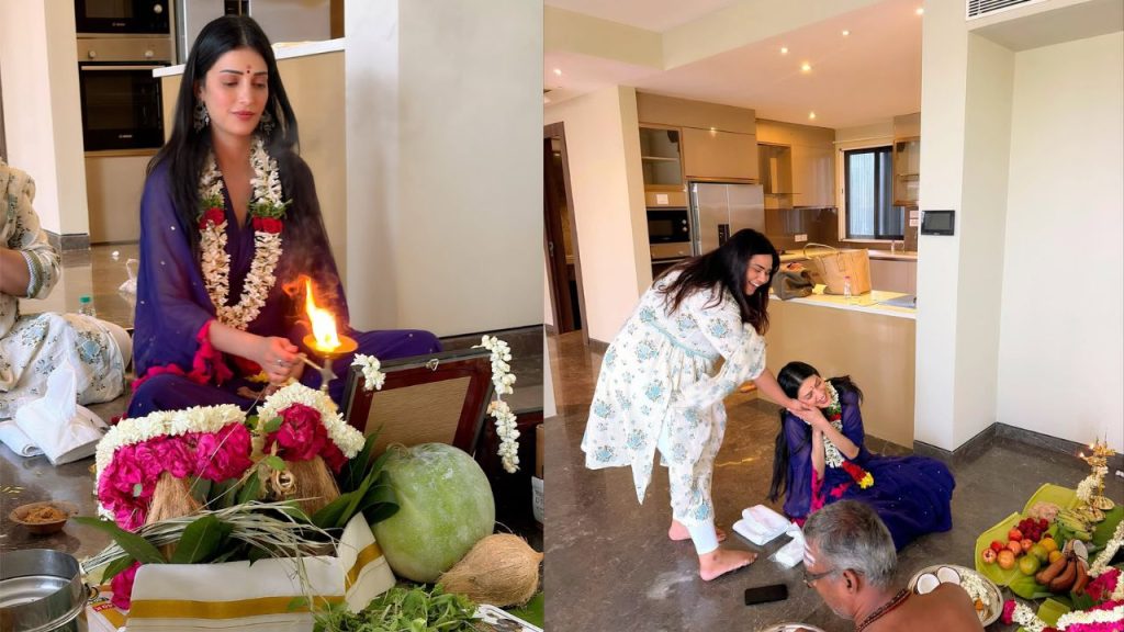 Shruti Haasan New Chennai Home Housewarming Pooja Photos Viral