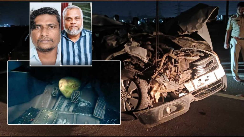 Vijayawada Road Accident Two Killed After Coconut Gets Stuck Near Car Brake
