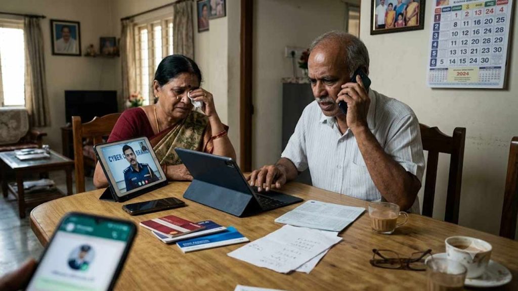 Machilipatnam Elderly Couple Loses %e2%82%b91 43 Crore In Digital Arrest Cyber Fraud