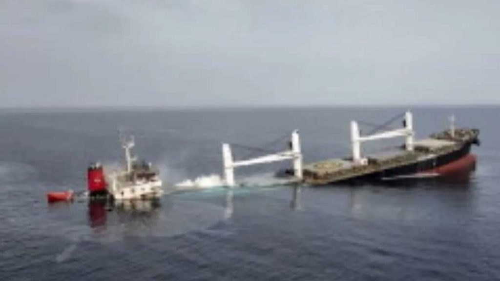 India Flagged Cargo Ship Sinks After Projectile Attack Near Yemen Coast