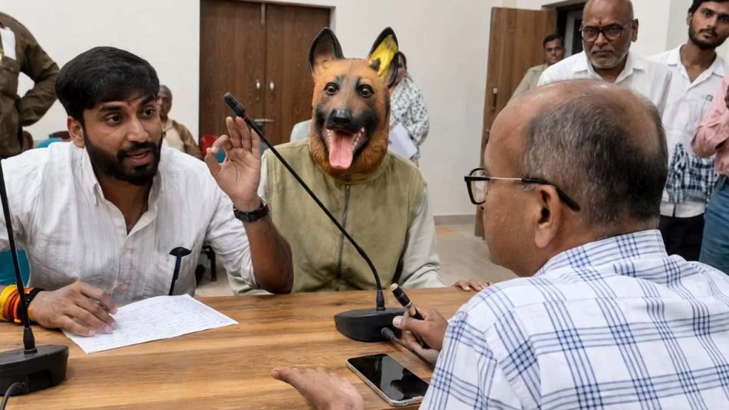 Man In Dog Costume Stages Unique Protest At Collectorate