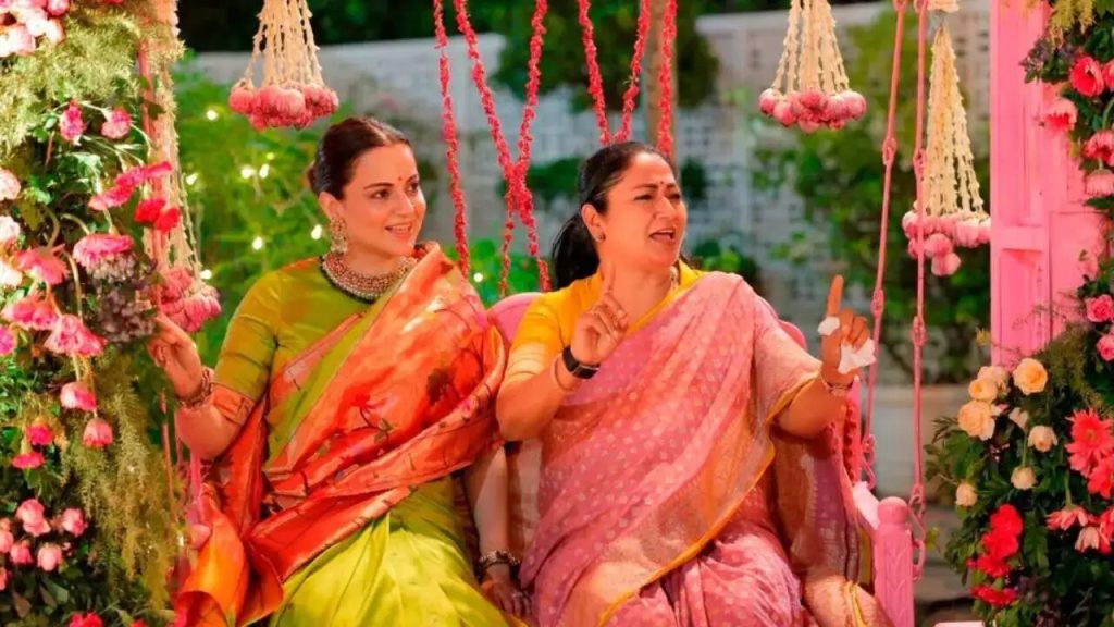 Kangana Ranaut Hariyali Teej Celebration Rekha Gupta Lime Green Kanjeevaram Saree