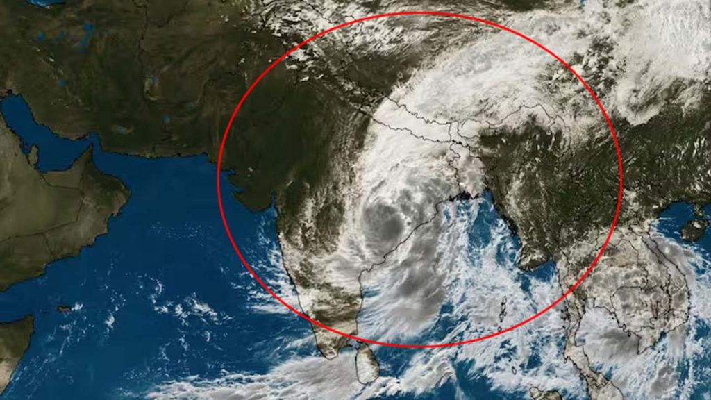 Massive Cloud Band India China Satellite Image Monsoon