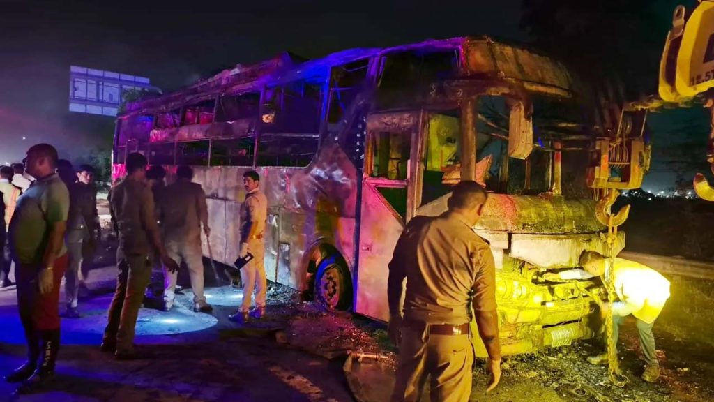 Yamuna Expressway Bus Fire 9 Dead After Sleeper Bus Catches Fire In Greater Noida
