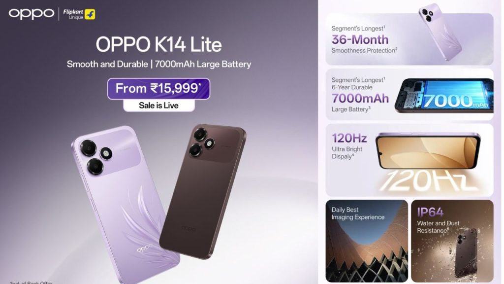Oppo K14 Lite Launched At Rs 15999 With 7000mah Battery And 120hz Display More Features