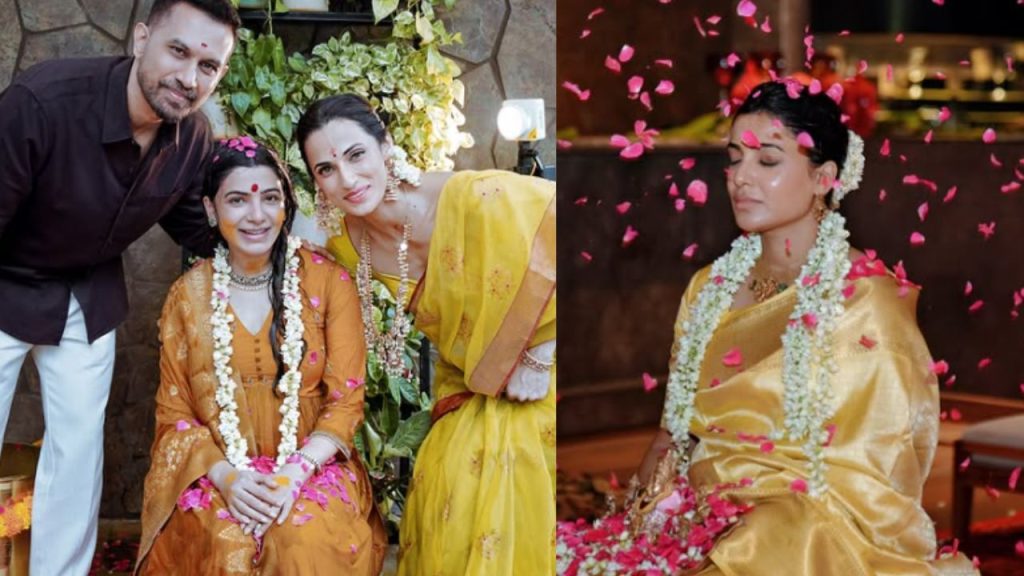Samantha Traditional Seemantham Ceremony Sri Vidya Ritual Raj Nidimoru Baby Blessing Post