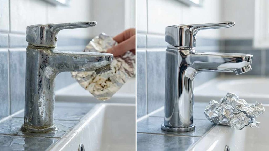 Aluminium Foil Hack To Clean Steel Taps Remove Water Stains