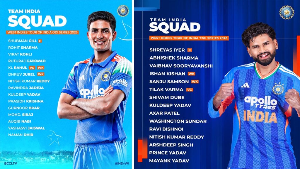 India Vs West Indies Odi T20 Squads Rishabh Pant Dhruv Jurel Nitish Reddy