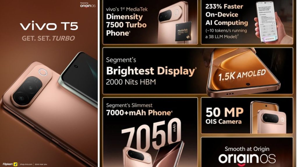 Vivo T5 Launched With 7050mah Battery 144hz Amoled Display 50mp Sony Camera