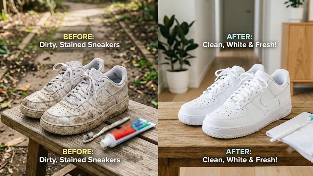 White Shoes Cleaning Tip Make Dirty Sneakers Shine With Toothpaste