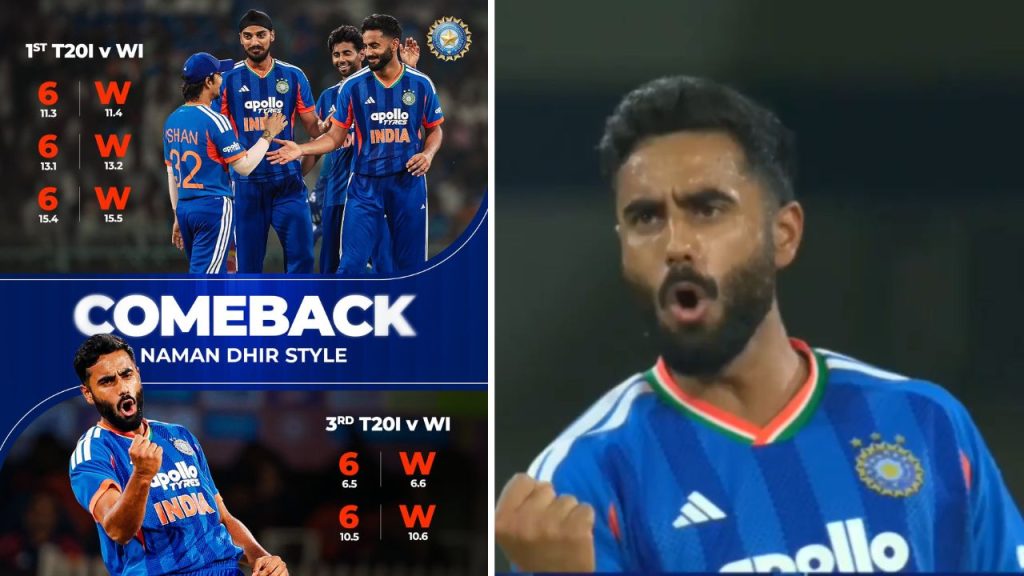 Naman Dhir Unique T20i Record Six Hit Then Wicket On Next Ball